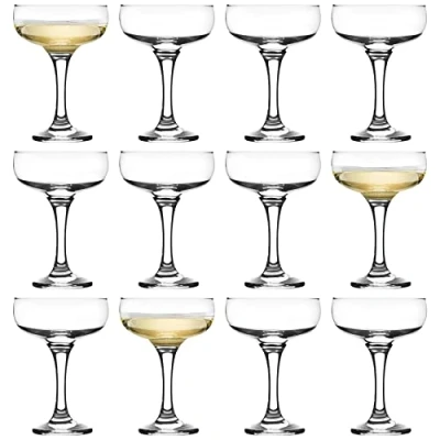 Image of LAV 12x Clear 235ml Misket Glass Champagne Saucers Vintage Espresso Martini Prosecco Wine Gin Coupe Glasses Gift Set