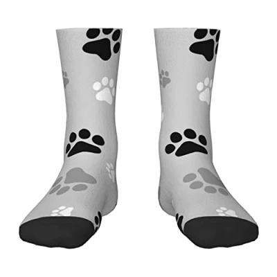 Image of Dog Paw Print Girls Boys Crew Socks Cozy Athletic Toddler Child Non Slip Slipper Compression Sock