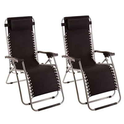 Image of Kingfisher Reclining Zero Gravity Sun Chair Lounger Twin Pack