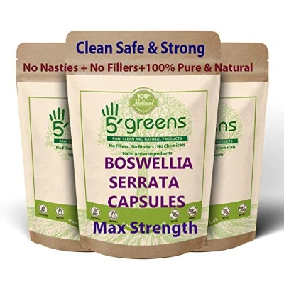 Image of Boswellia Serrata Capsules 10:1 Extract (4600mg Equivalent) Indian Frankincense 90 Vegetarian Joint Care Supplement Natural Anti INFLAMMATORY 5greens (90)