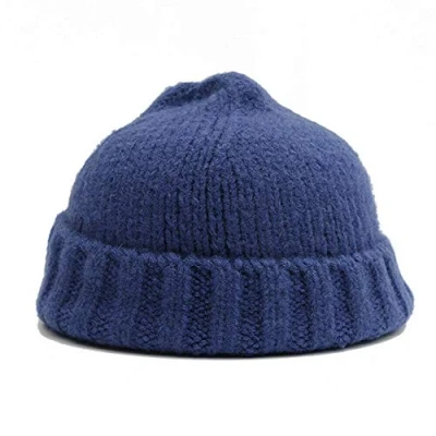 Image of Wigwam Knitted fisherman trawler Skully beanie hat Vintage style mens womans Hipster skull (sky Blue)