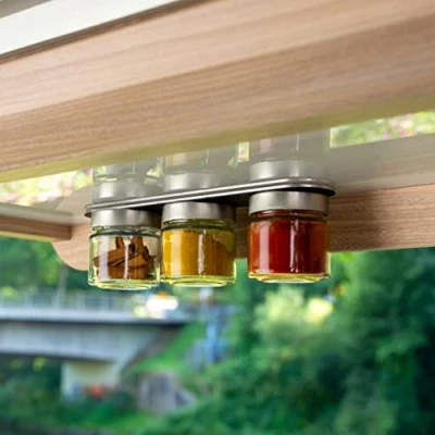 Image of Silwy® Classy Delicatessen Magnetic Glasses Set of 3 125 ml with Integrated Magnets and Metal Strip 25 cm Black
