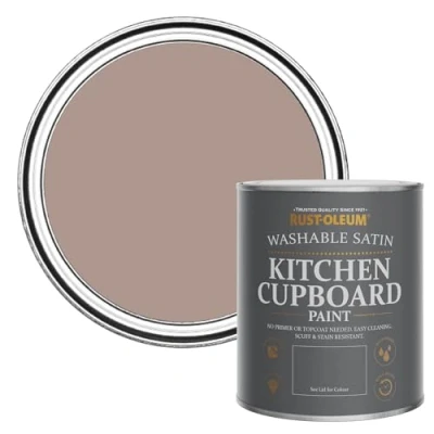 Image of Rust Oleum Pink Scrubbable Kitchen Cupboard Paint in Satin Finish Haversham 750ml