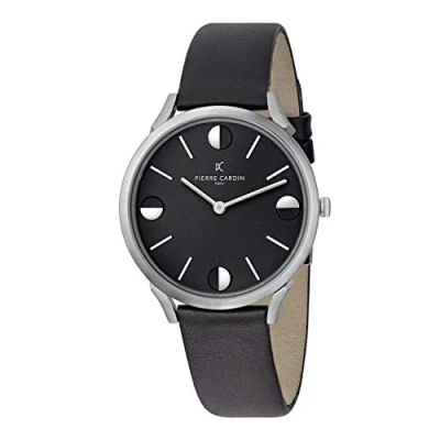 Image of Pierre Cardin Pigalle Half Moon Unisex&#039;s Black Watch CPI.2010 Leather One Size