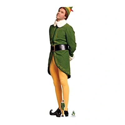 Image of STAR CUTOUTS SC1696 Buddy Elf Waiting For Christmas Lifesize Cardboard Cutout Festive Party Decoration
