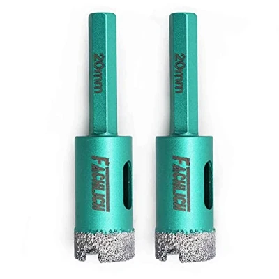 Image of FACHLICH Diamond Core Drill Bits 20mm 2PK Porcelain Hole Saw with Hex Shank for Granite Marble Tile Ceramic Hard Materials
