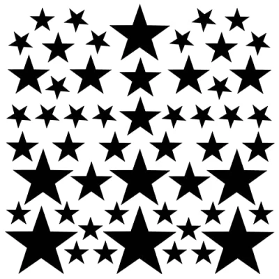 Image of PREMYO Set of 54 Star Wall Stickers Kids Nursery Decor Easy to Apply Decals for Bedrooms Girls Boys Black