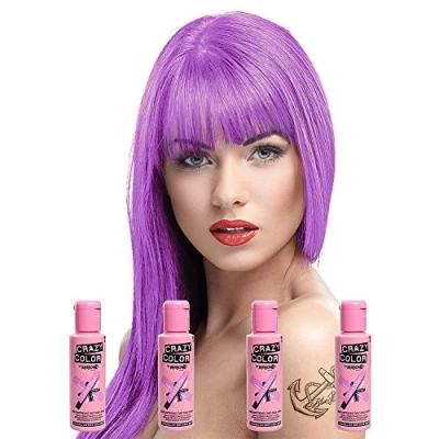 Image of Crazy Color Unisex Adult&#039;s Semi Permanent Colour Hair Dye 4 Pack One Size, (Lavender)