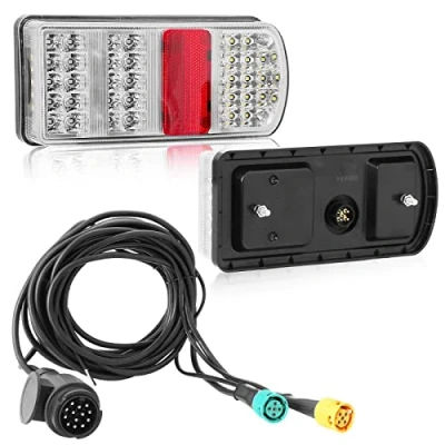 Image of DARKGUARD 2 x Led Trailer Tail Lights Kit 13 Pin, 12V With Cable 5.2 M Wiring Harness Waterproof Light For