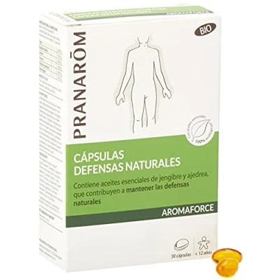 Image of Pranarôm, Aromaforce, cápsulas defensas naturales, Contiene aceites esenciales de jengibre y ajedrea, que contribuyen a mantener las 30