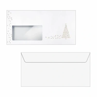 Image of SIGEL DU084 Christmas envelopes &quot;Golden Tree&quot;, DL, with window, 90 gsm, 50 Pieces