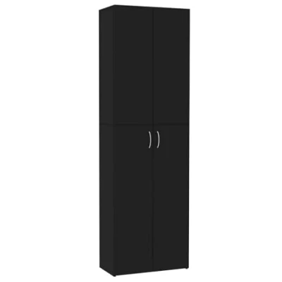 Image of vidaXL Office Cabinet, Storage Cabinet with Doors and Handles, Document File Black Engineered Wood