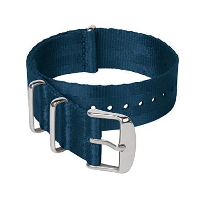 Image of Archer Watch Straps Seat Belt Weaved Nylon Premium Quality NATO (Navy Blue, Stainless, 18mm)