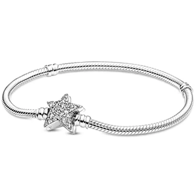 Image of WEITING Asymmetric Star Clasp Snake Chain Bangle Bracelet Fit Women Bead Charm Fashion Jewelry A,19cm