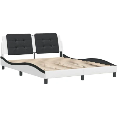 Image of vidaXL Bed Frame without Mattress &quot;Zadar&quot; White and Black 160x200 cm Faux Leather