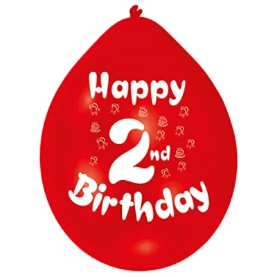Image of Amscan Int995545 Balloon Pk10 22Cm H 2Nd Birthday
