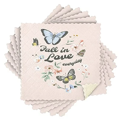 Image of Moyyo 6 Pack Dish Cloths Set, Super Absorbent Cleaning Butterflies And Flowers Velvet Kitchen Tea Towels 28X28cm Reusable Rags WashCloths for Washing Up Drying Dishes Household