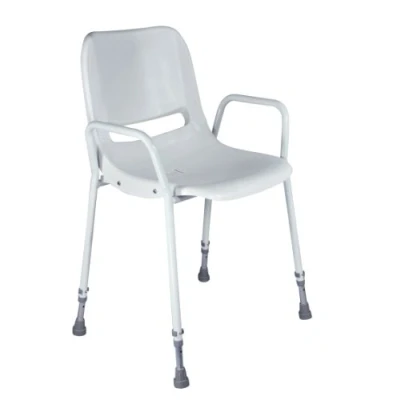 Image of Aidapt Milton Shower Chair Adjustable Height Backrest For Comfort,Non Slip Rubber Ferrules,Armrests,No Tools Required,Delivered Assembled Elderley,Disabled,Pregnant,Unsteady on Feet
