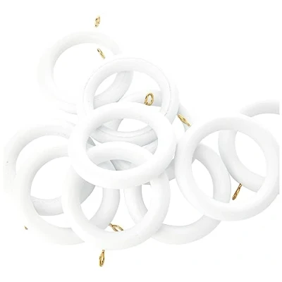 Image of Merriway BH05957 (10 Pcs) Wooden Curtain Drapery Pole Rod Rings with Screw Eye, Inner Diameter 45 mm (1.3/4 Inch) Outer 64 (2.1/2 Inch), White Pack of 10 Pieces