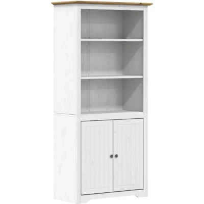 Image of vidaXL Bookcase BODO White and Brown 80x40x172 cm Solid Wood Pine