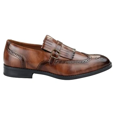 Image of Mens Oxford Monk Shoes Smart Formal Classic Slip On Dress Brown 9 UK