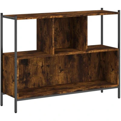 Image of vidaXL Bookcase Smoked Oak 102x28x77.5 cm Engineered Wood