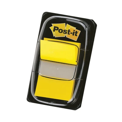Image of Post it Index Flags Repositionable 25x43mm 12x50 Tabs Yellow (Pack 600)