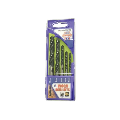 Image of Faithfull Lip &amp; Spur Wood Drill Bit Set, 5 Piece 4 10mm FAIWDBSET5