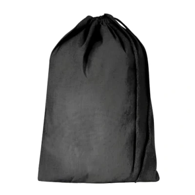 Image of Bronta Mill Plain Natural 100% Cotton Drawstring Stuff Bags Eco Friendly Storage Pouch Black L 50cm x 40cm