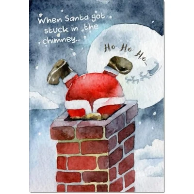 Image of doodlecards Happy Christmas, Christmas Card Santa Chimney Medium Size with Plain Envelope