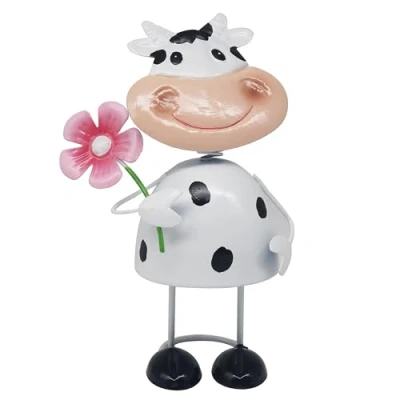 Image of Lesser &amp; Pavey Bright Eyes Cow By Home Decor Figurines Ornaments for Office Decorative Accessories Statues Indoor Outdoor Lovely Gifts Women Men
