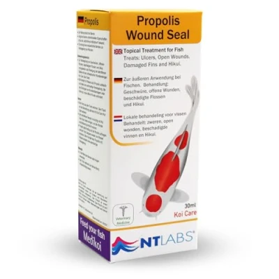 Image of NT Labs Koi Care Propolis Wound Seal, Medicine, Topical Treatment for Ulcers, Open Wounds, Damaged Fins and Hikui, Natural Product, Bee Propolis, 30ml