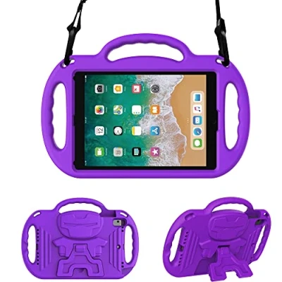 Image of Surom Kids Case for iPad 9.7 2018/2017 Light Weight Shockproof Handle Stand Cover with Shoulder Strap Lanyard 2018/2017/iPad Air/iPad Air 2 Purple