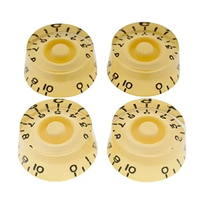 Image of Musiclily Pro Metric Size 18 Splines Speed Control Knobs for Asia Import Guitar Bass Split Shaft Pots, Cream (Set of 4)