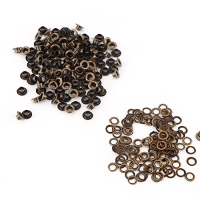 Image of Antique Brass Eyelet Grommets, Leathercraft Accessory Fasteners Kit with Washers for Repairs Decoration(4mm)