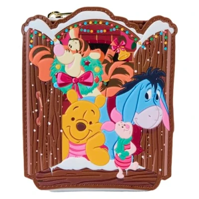 Image of Loungefly Disney Winnie The Pooh Holiday Scene and Friends Zip Around Wallet