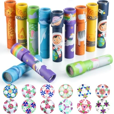 Image of iKeelo 12Pcs Classic Kaleidoscope Pass the Parcel Gifts for Kids&#039; Birthday, Retro Party Favor Goodie Bag Fillers Return Carnival Prize and Stocking Stuffers