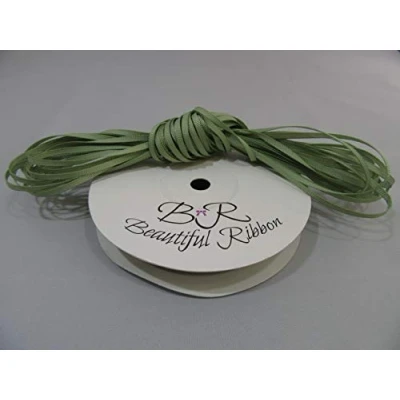 Image of 1 Bundle of 3mm x 10 metres Grosgrain Ribbed Ribbon Moss Dusky Sage Green Double Sided 3 mm