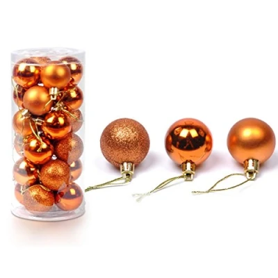 Image of 24 Pcs Christmas Baubles Tree Plain Glitter XMAS Ornament Ball Decoration 3cm Bronze