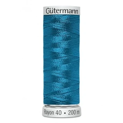 Image of Gutermann No 40 Sulky Rayon Embroidery Thread 200m 1252 Turquoise Each