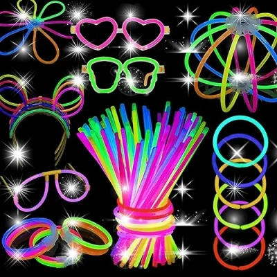 Image of lumous rola Glow Sticks Bulk Party Supplies in The Dark Fun Pack with 8&quot; Glowsticks and Connectors for Bracelets Necklaces Adults (200 200 Connectors)