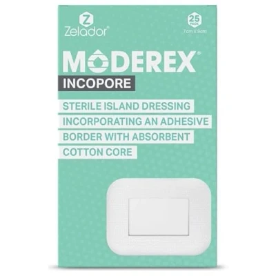 Image of Moderex Sterile Adhesive Island Dressing with Absorbent Cotton Pad (7x9cm x 25)