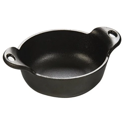 Image of Lodge 0.35 Liter / 12 Ounce Pre Seasoned Cast Iron Mini Serving Bowl, Black