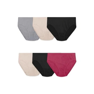 Image of Fruit of the Loom Women&#039;s 6 Pack Seamless Underwear Multipack Briefs, Assorted, 14