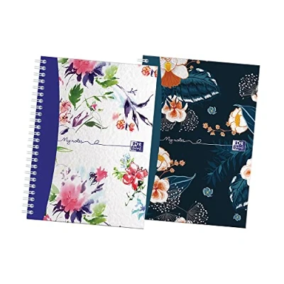 Image of Oxford Botanics A5 Notebook, Hardback Wirebound, Lined, 140 pages, Assorted (Pack of 2)