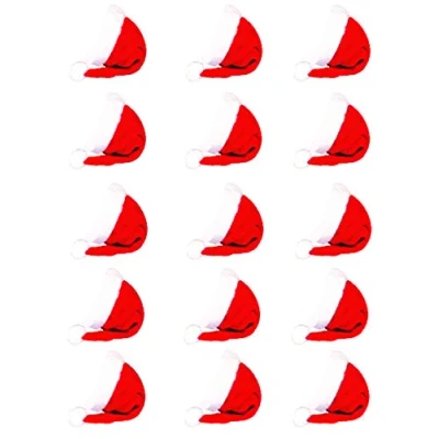 Image of Set of 15 Stand Up Christmas Santa Hats Edible Cake Decorations