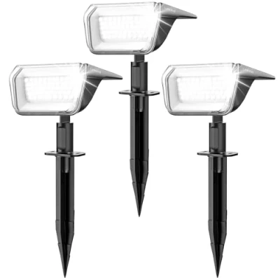 Image of Linkind Solar Garden Spotlights,Extra Long Illumination Time Outdoor Lights,800lm, 6500K Daylight, IP67 Waterproof Wall Lights for Yard Driveway Walkway, 3 Pack