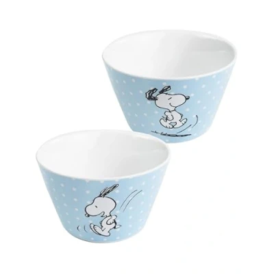 Image of United Labels The Peanuts Snoopy 500ml Blue Polka Dot Cereal Bowl, Porcelain Bowl