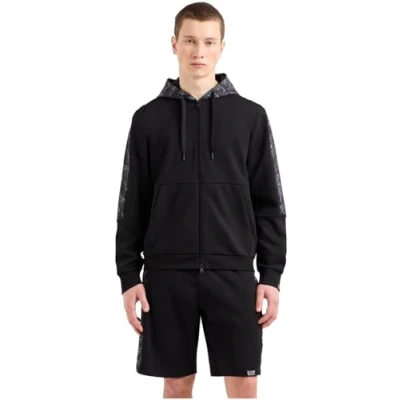 Image of EA7 Men&#039;s Pattern Zip Hoodie, Black, L