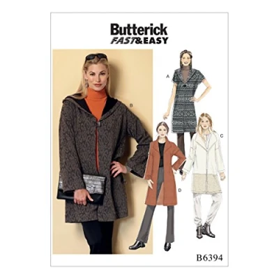 Image of Butterick Patterns 6394 ZZ,Misses Coat,Sizes LRG XXL, Tissue, Multicoloured, 17 x 0.5 22 cm